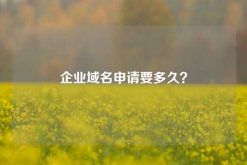 企业域名申请要多久?