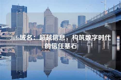 .info域名：超越信息，构筑数字时代的信任基石